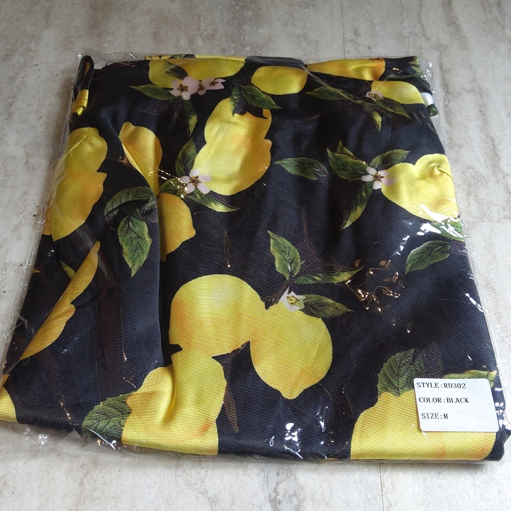 NEW Lemon Print Ruffle Sleeve Mini Dress - Picture 11 of 12